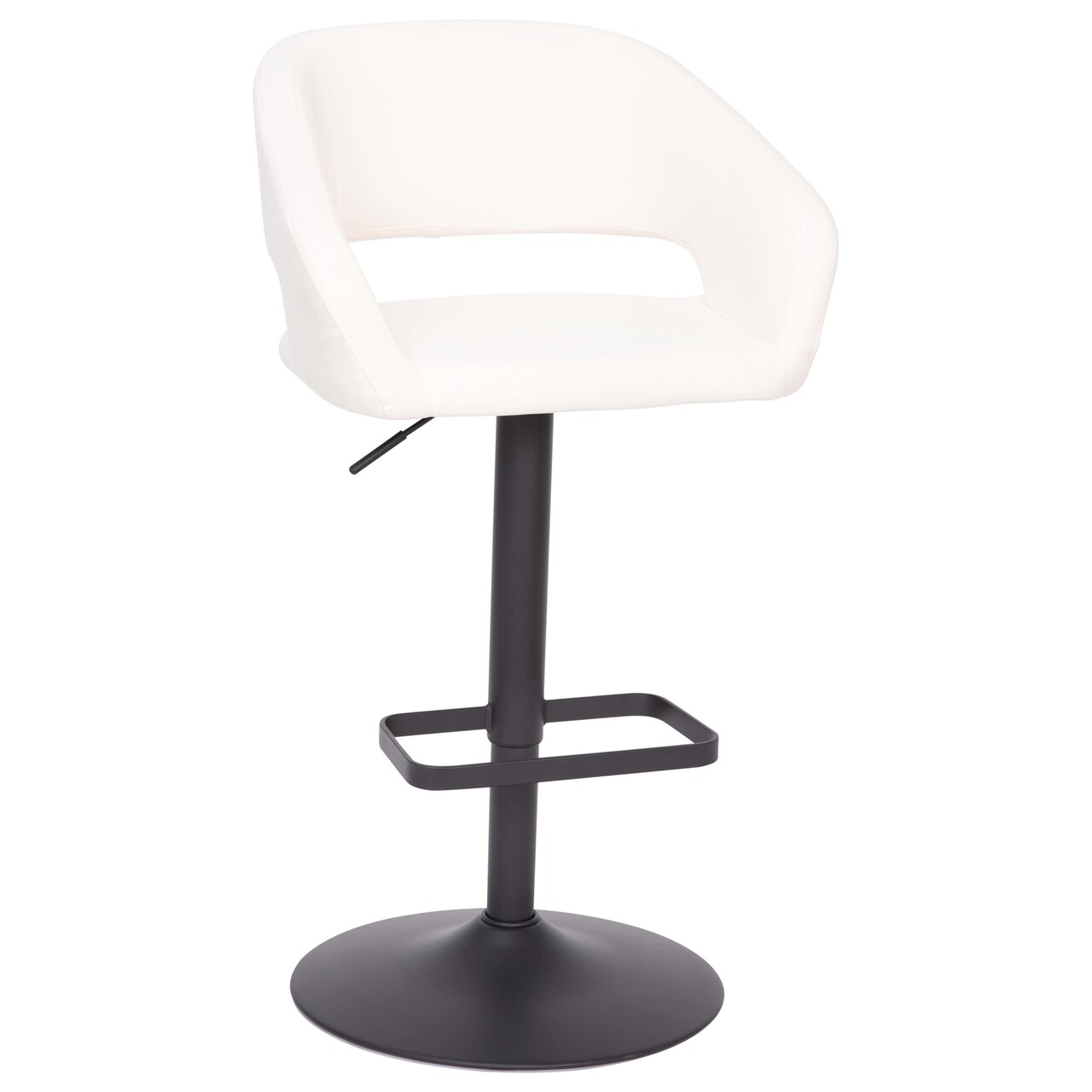 Emma and Oliver Shae Contemporary Upholstered Adjustable Height Barstool with Rounded, Cutout Mid-Back and Pedestal Base